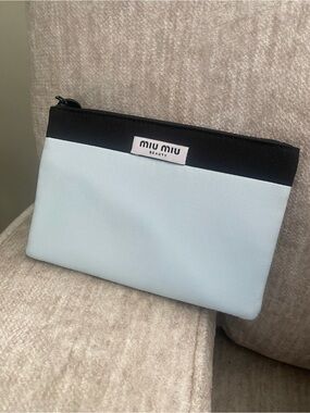 Miu Miu Black and Light Blue Cosmetic Pouch